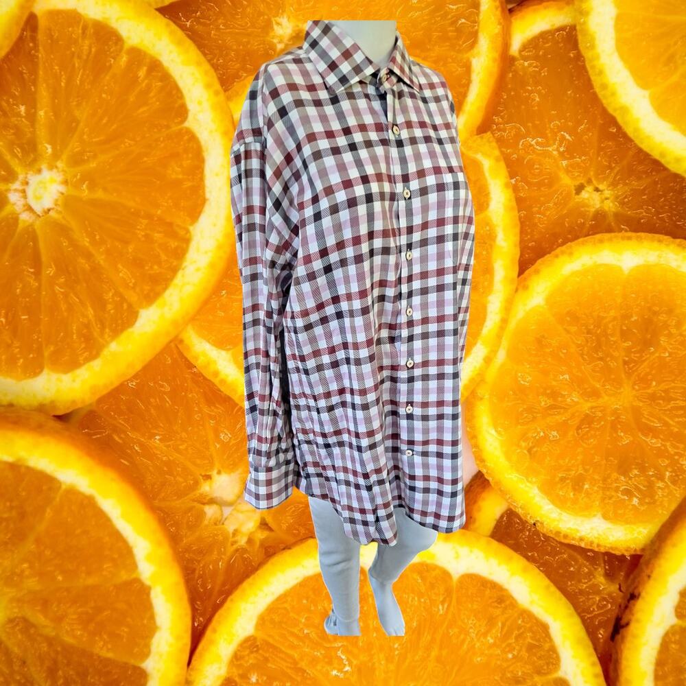 Peter Millar 100% Cotton‎ Plaid Flannel Button Up Shirt Size Large